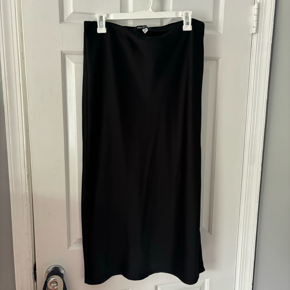 Urban Outfitters black satin midi skirt
